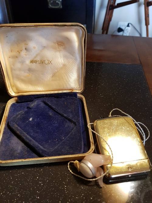 Vintage Amplivox hearing aid in original case