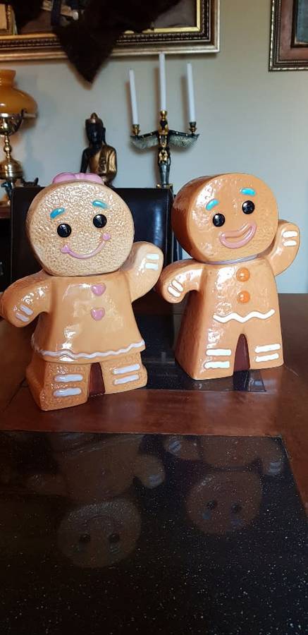 Beautiful Large Gingerbread Couple Cookie  Jars