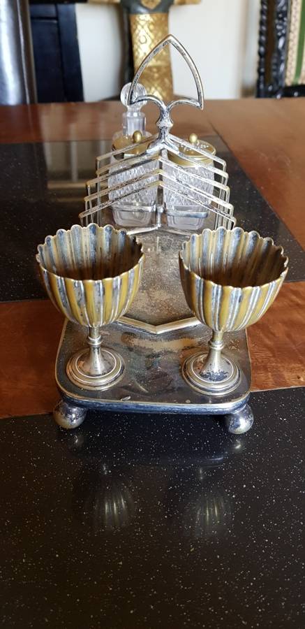 Antique Silver Cruet Set Marked