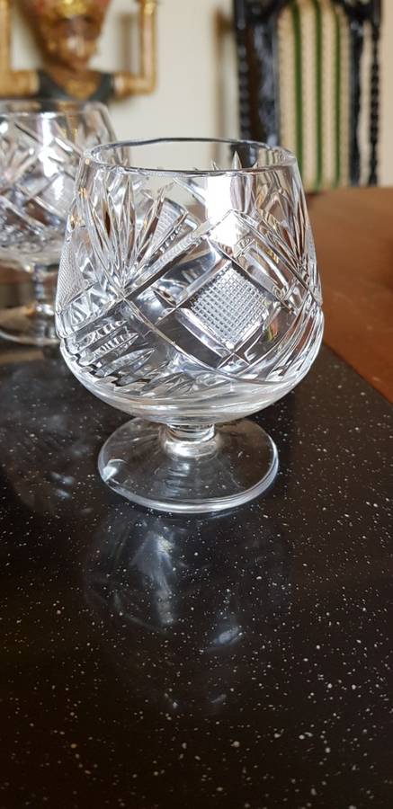 Set of 6 Fine Cut Crystal Sherry Glasses.