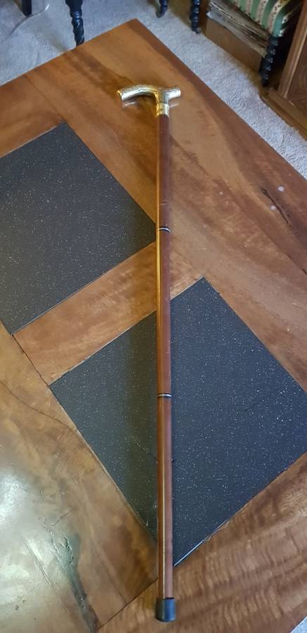 Beautiful  Vintage 4 Piece Brass Handled Walking Stick