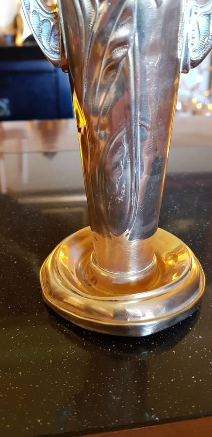 Antique Brass Vase, damaged and repaired