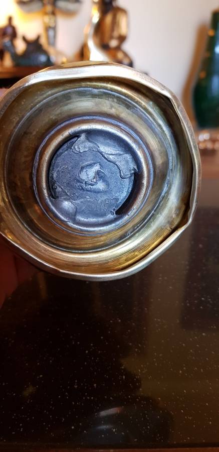 Antique Brass Vase, damaged and repaired