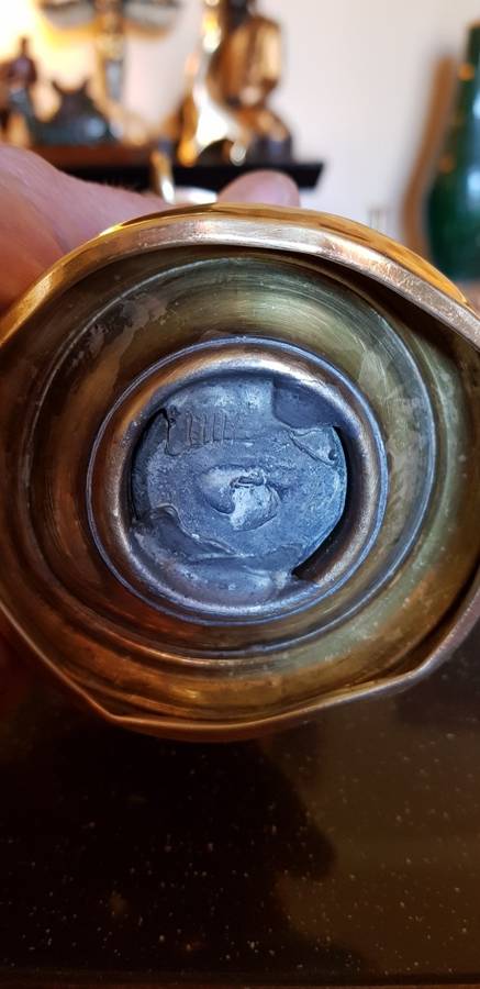 Antique Brass Vase, damaged and repaired