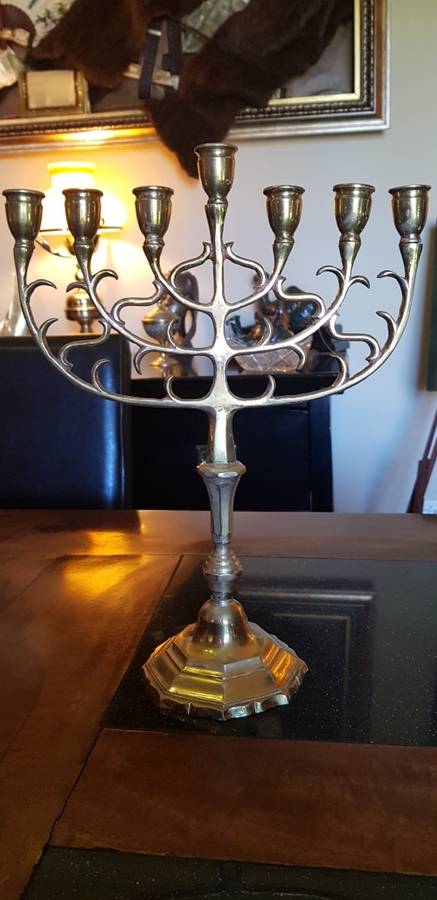 Large Brass Menorah Candle Holder
