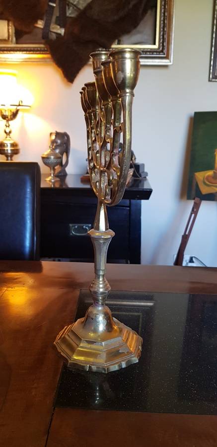Large Brass Menorah Candle Holder