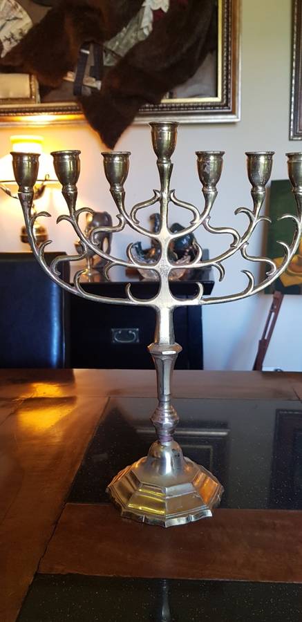Large Brass Menorah Candle Holder