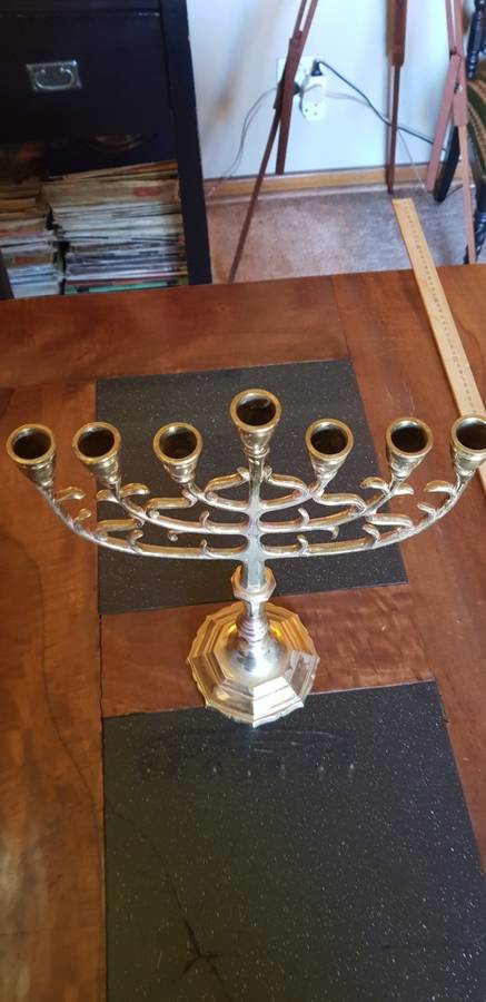 Large Brass Menorah Candle Holder