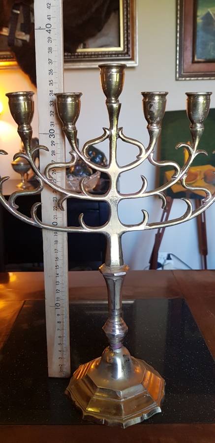 Large Brass Menorah Candle Holder