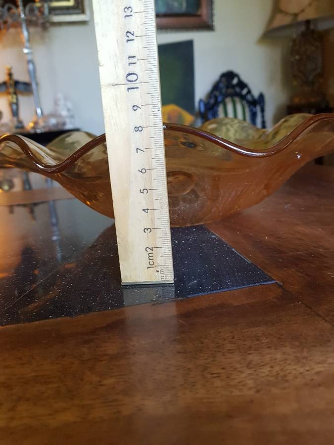 Beautiful Vintage Amber Carnival Glass Bowl