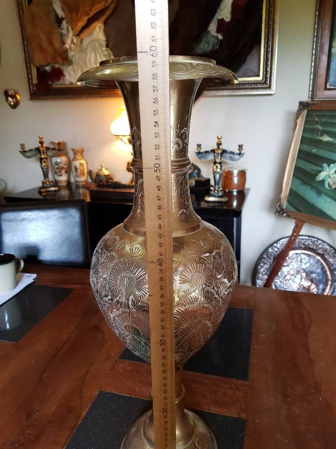 Vintage Large Solid Brass Vase