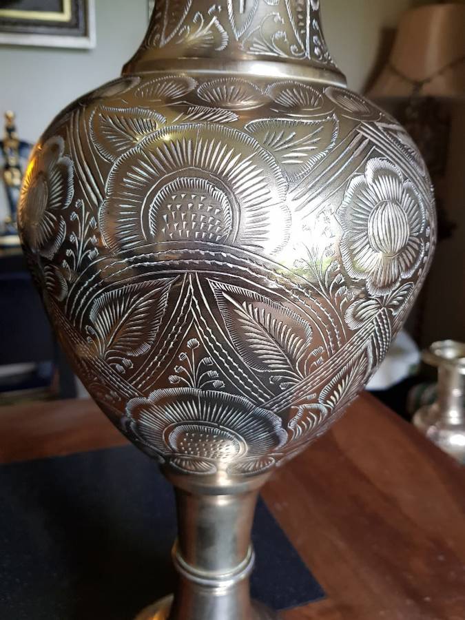 Large Vintage Solid  Brass Vase