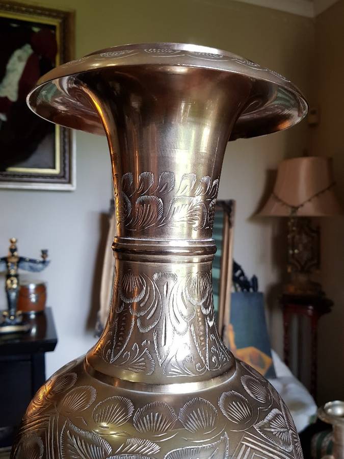Large Vintage Solid  Brass Vase