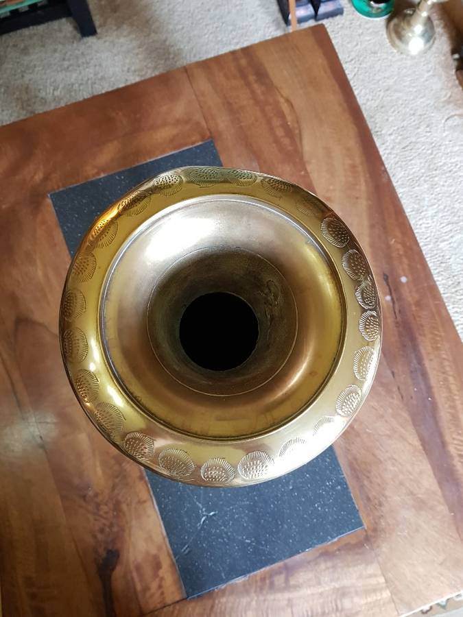 Large Vintage Solid  Brass Vase