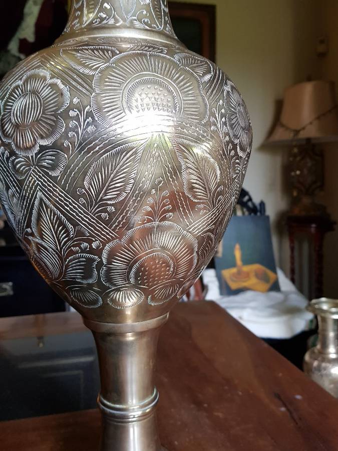 Large Vintage Solid  Brass Vase