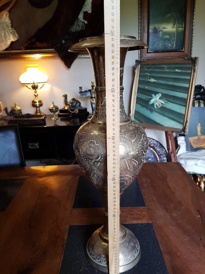 Large Vintage Solid  Brass Vase