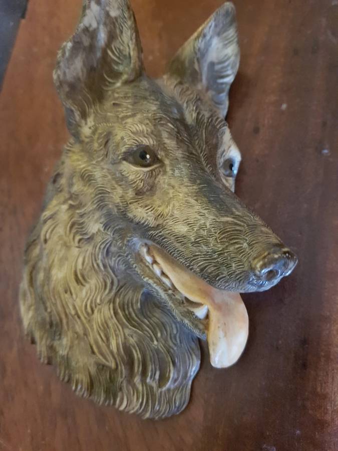 Vintage Depose Italy Porcelain Wall Hanging Alsatian Figurine