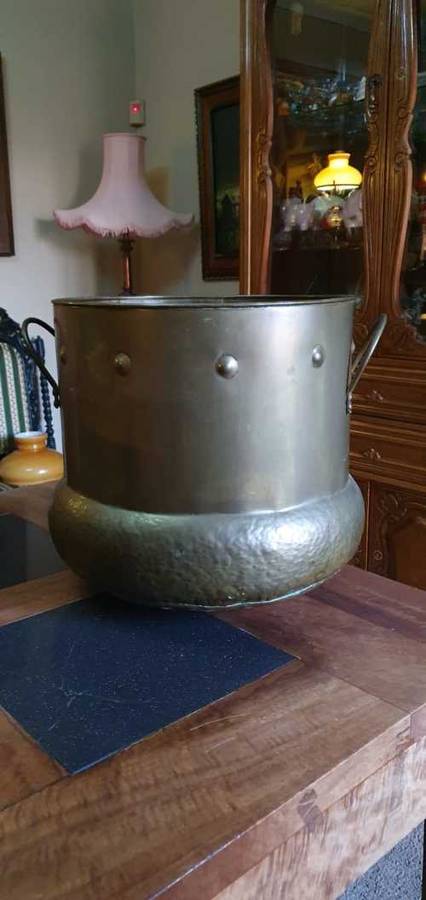 Big Round Brass Planter with handles