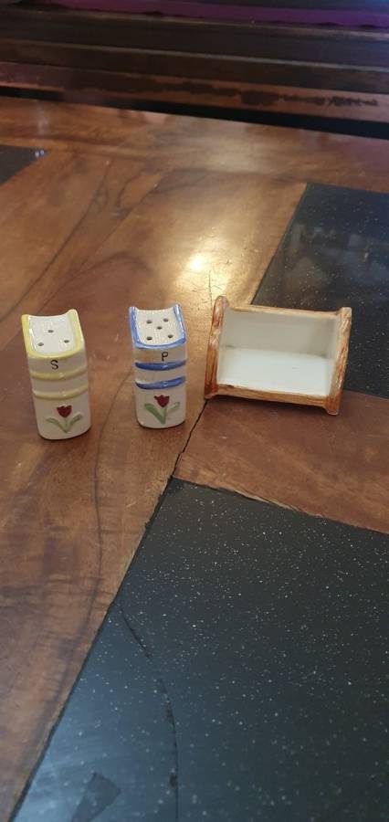 Assorted Salt and Pepper Shakers and Jam Pot