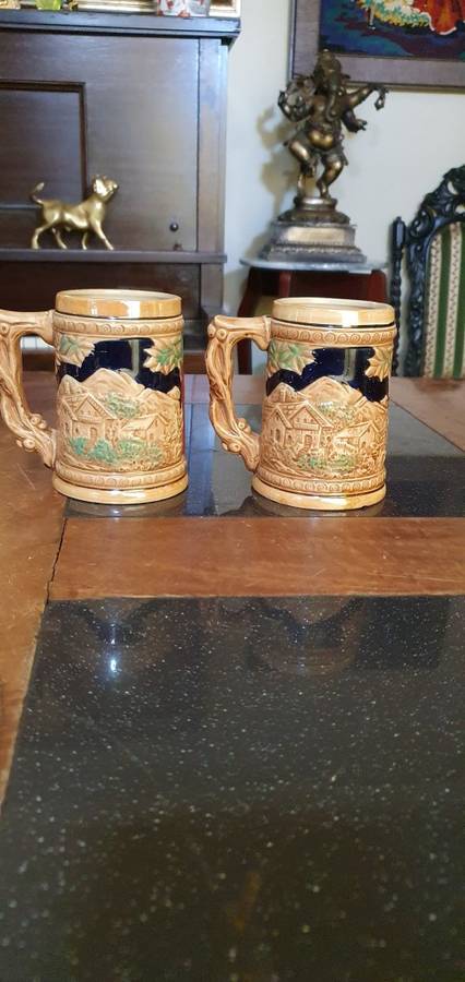 Two Stunning Vintage German Beer Steins