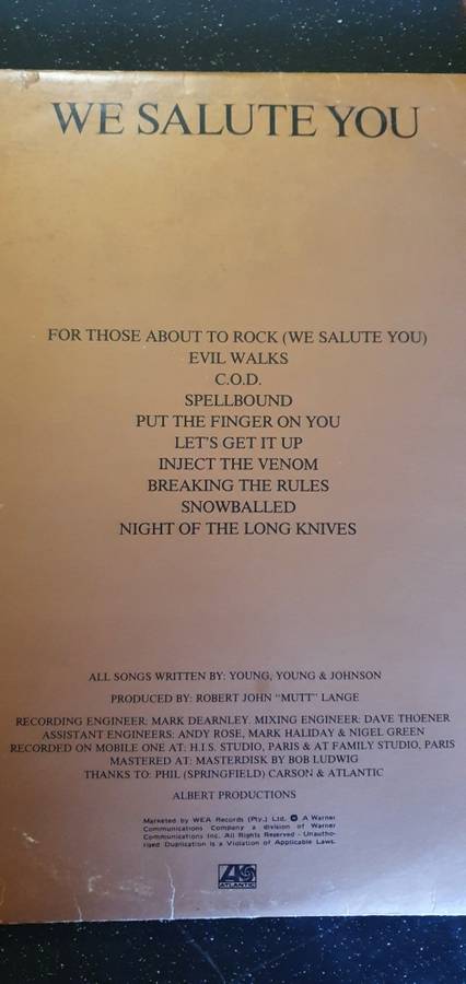 Vintage LP ACDC `For Those  About To Rock`