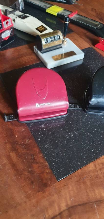 Various Vintage Staplers, Sellotae Rollers & two Paper Punches