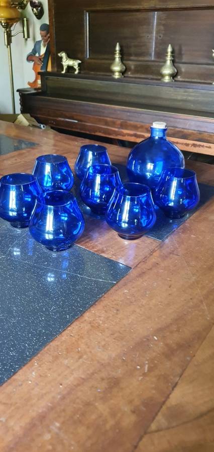 Stunning Blue Glass Decanter Set
