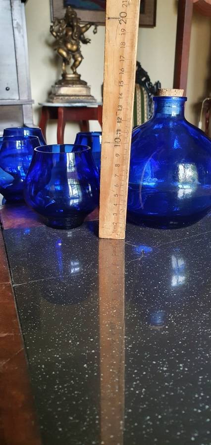 Stunning Blue Glass Decanter Set