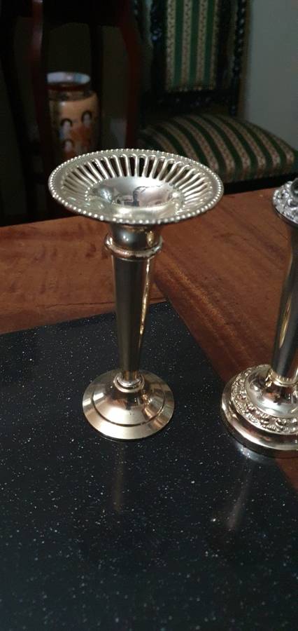 Beautifuil Single Stem Flower Frogs, Elegant Candle Stick Holder Plus Silver Plated Tray & Goblets
