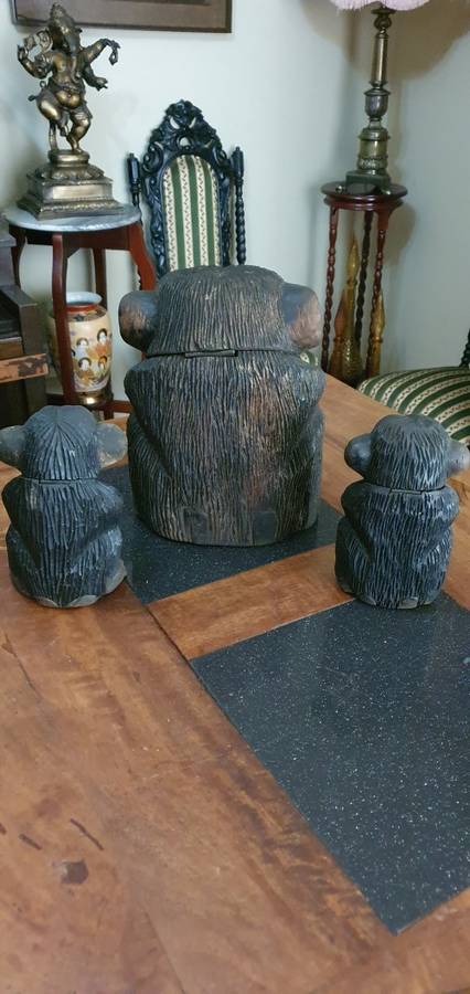 Three Monkey Figurine Containers