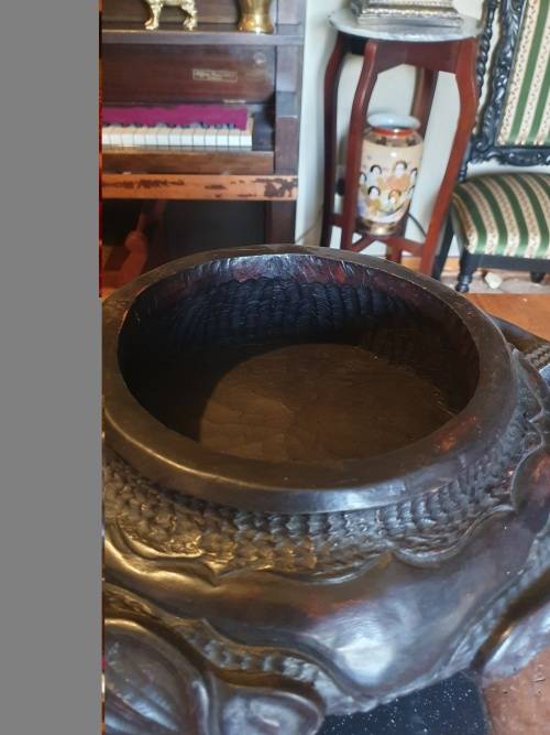 Stunning & Unique Large 50.5cm African Wood Carving With Hidden Bowl Under The Drummer