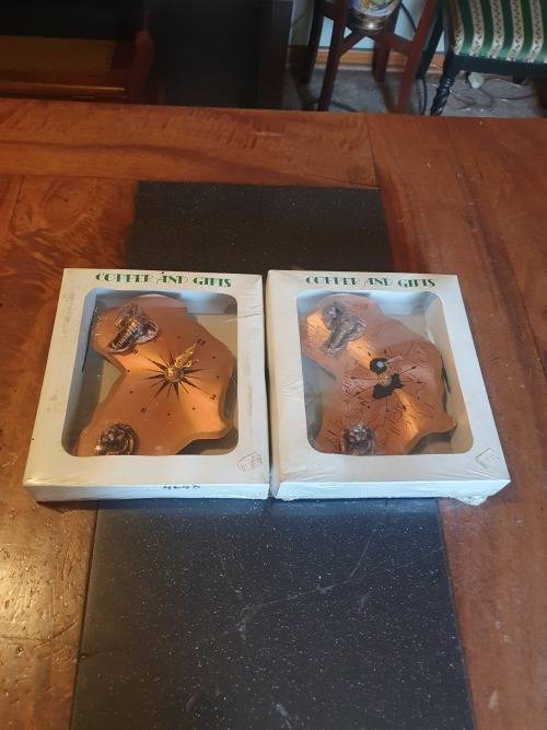 2 X Big Five Copper Clocks