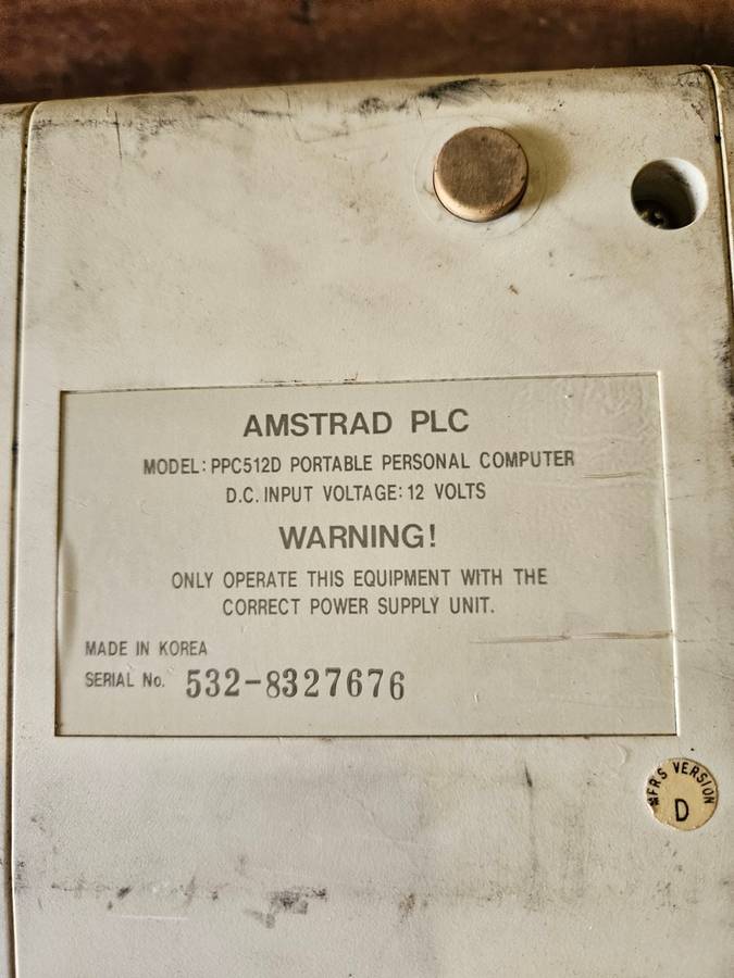 Vintage Amstrad Portable Personal Computer PPC 512