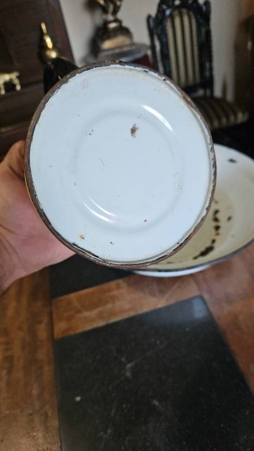 Vintage Enamel Basin & Jug