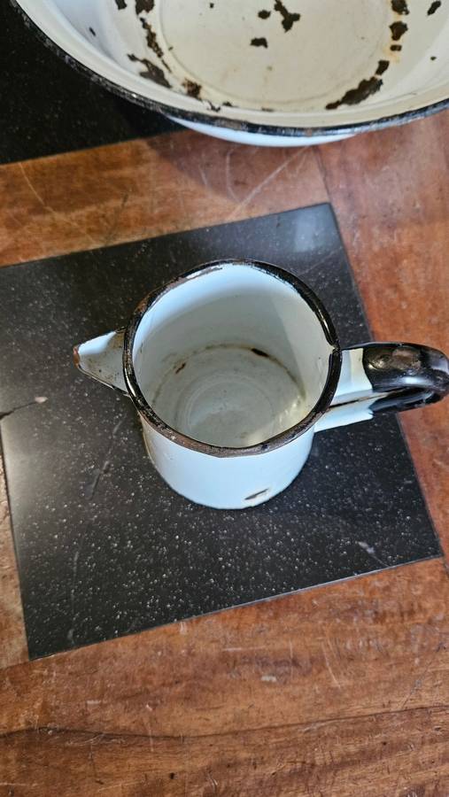 Vintage Enamel Basin & Jug