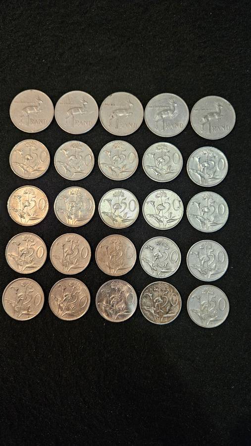 South African R1 Coins Plus 50 cent Coins