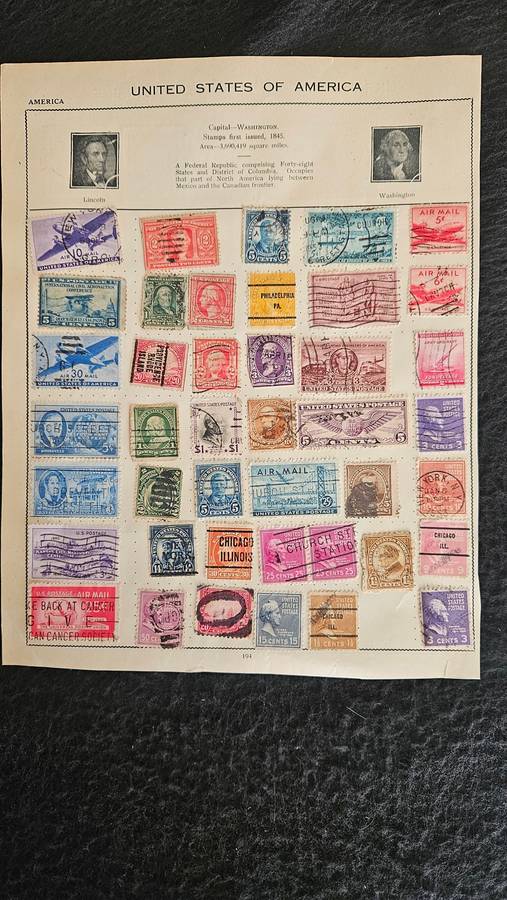 USA Stamps Plus a Ukraine Stamp on reverse side of this page