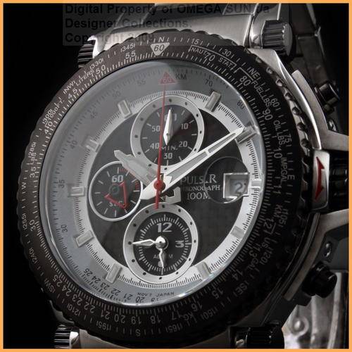 **R3,799.00** PULSAR GENTS AUTHENTIC BRAND NEW TECH GEAR FLIGHT COMPUTER ALARM CHRONOGRAPH WATCH