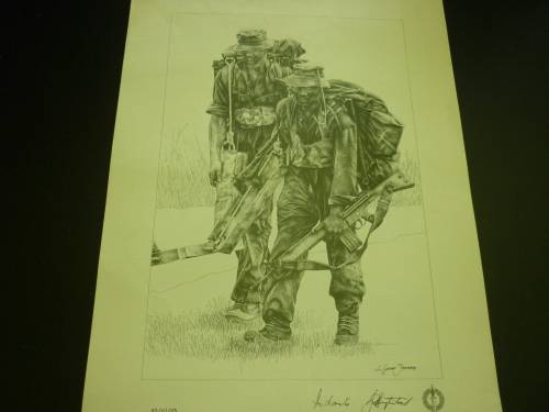 RECCE NUMBERED PENCIL SKETCH - SIGNED BY MAJ GENERAL F LOOTS