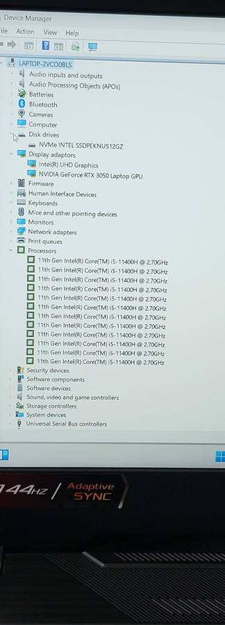 Asus Tuf Gaming Core i5 11th Gen Rtx 3050 12Gb Ram