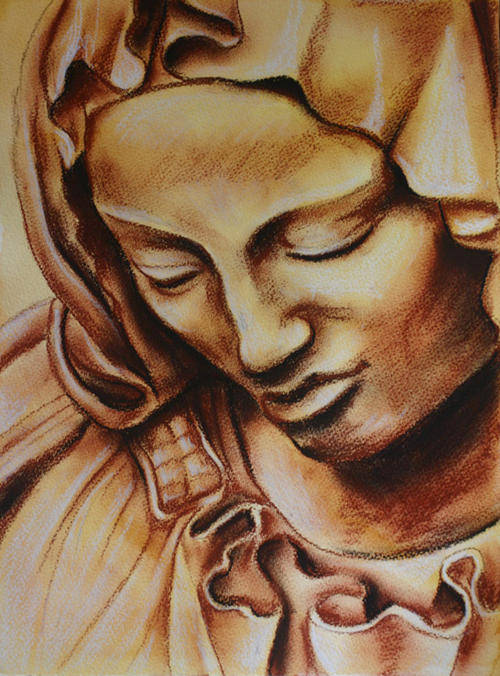 STUDY OF MICHELANGELO'S PIETA - A pastel and watercolour!!!