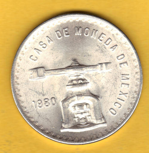 1980 - UNA ONZA TROY DE PLATA PURA - MEXICO - (large coin 33g - diameter 42mm)