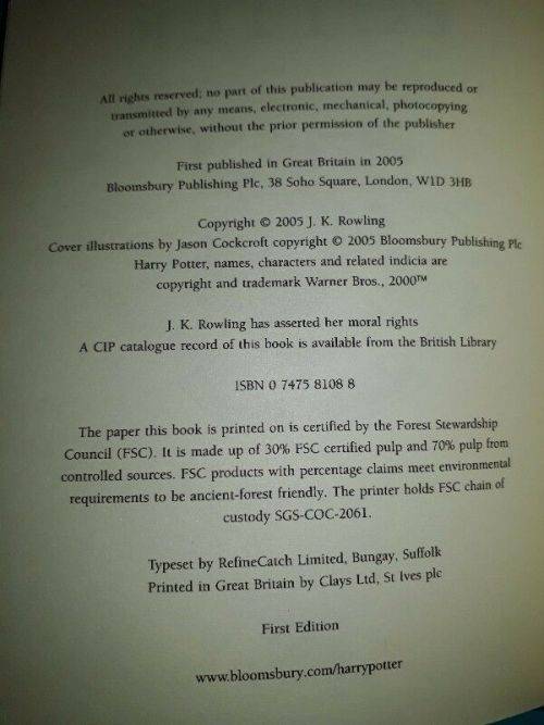Harry Potter and the Half-Blood Prince - First Edition - Bloomsbury:UK - In Excellent Condition****
