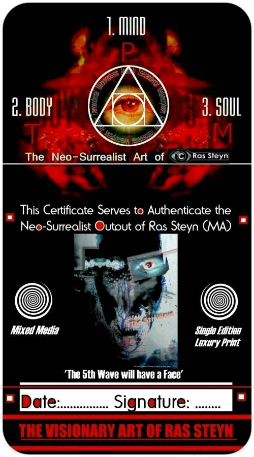 Abject Surrealism: `The 5th Wave will have a Face` by ZAR Artist Ras Steyn - Aluminium Print 1/1