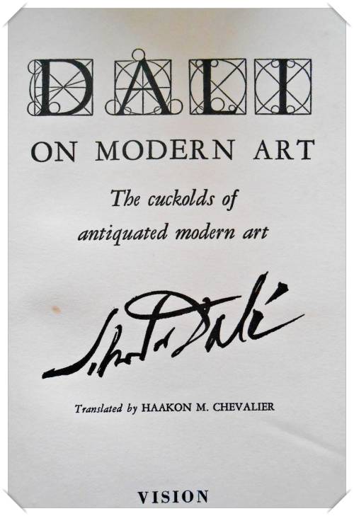 DALI - On Modern Art - Large Hardback - VISION PRESS - Very Good Condition - (No Dustjacket)