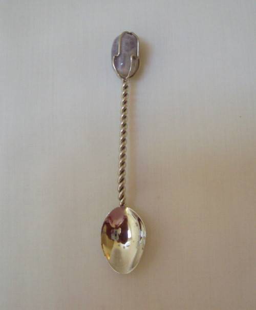 VINTAGE SOUTH AFRICAN SILVER-PLATED & SEMI-PRECIOUS GEMSTONE SOUVENIR SPOON