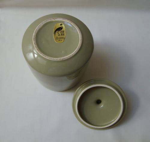 VINTAGE SOUTH AFRICAN CRANE WARE MEYERTON JAR & COVER c1970s