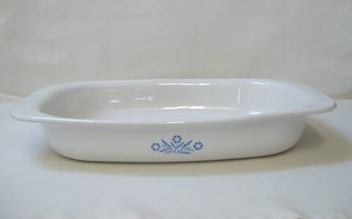 CORNING WARE BLUE CORNFLOWER P-21 13in X 9in X 2in OPEN ROASTER PAN