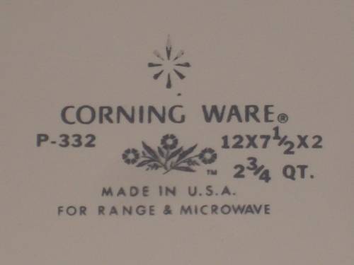 CORNING WARE BLUE CORNFLOWER P-332 12in X 7 1/2in X 2in 2 3/4 QUART OPEN ROASTER LASAGNE PAN