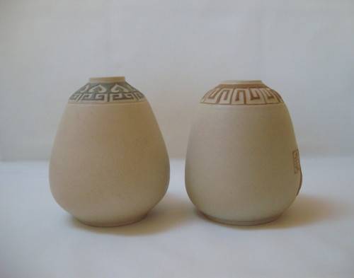 VINTAGE PAIR OF CHINESE STONEWARE VASES c1970s